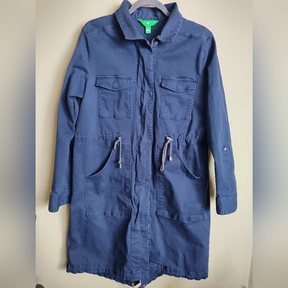 dip Women's Navy Long Utility Style Coat Size L